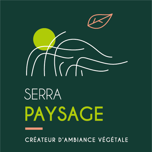 Logo Serra Paysage en couleur, avec fond, avec baseline